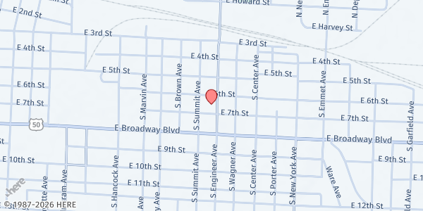 Map showing Washington Elementary at 610 South Engineer, Sedalia, MO