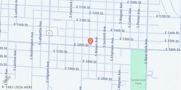 Map showing Whittier High School at 907 East 16th Street, Sedalia, MO