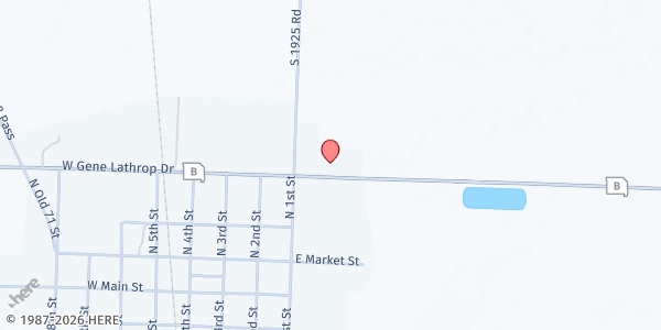 Map showing Sheldon Elementary at 100 E. Gene Lathrop Drive, Sheldon, MO