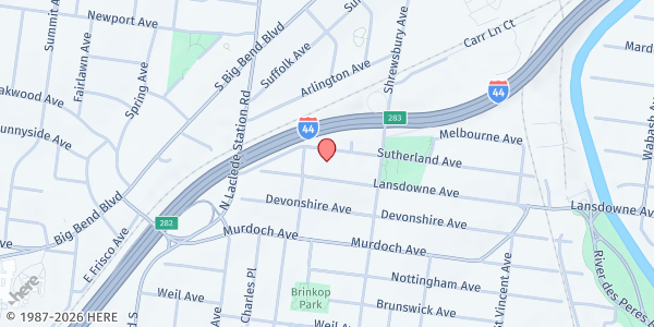 Map showing St. Michael the Archangel Catholic Church Food Pantry at 7622 Sutherland Ave., Shrewsbury, MO