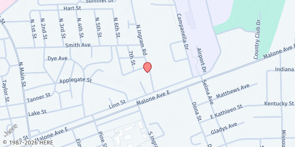 Map showing New Direction Outreach Ministries at 123 N. Ingram Rd., Sikeston, MO