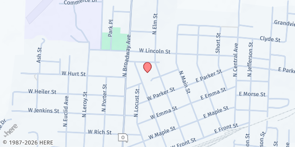 Map showing Alexander "Slater" Elementary at 515 N. Elm, Slater, MO