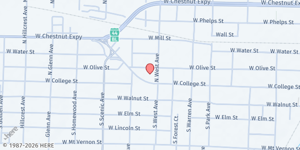 Map showing Arthur Mallory ECC at 2525 West College Road, Springfield, MO