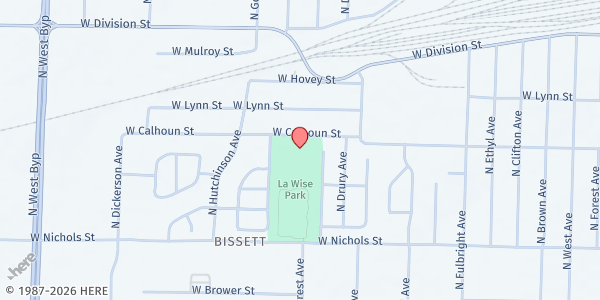 Map showing Bissett Elementary at 3014 West Calhoun Street, Springfield, MO