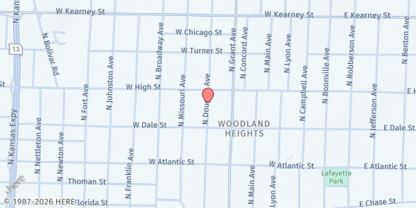 Map showing Bowerman Elementary at 2148 North Douglas Avenue, Springfield, MO