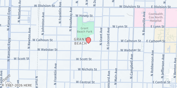 Map showing Boys & Girls Club - Henderson Unit at 820 W Calhoun St, Springfield, MO