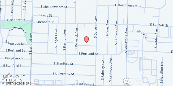 Map showing Delaware Elementary at 1505 South Delaware Avenue, Springfield, MO