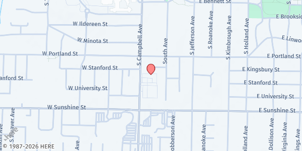 Map showing Emmaus Church at 1700 S. Campbell Ave., Springfield, MO