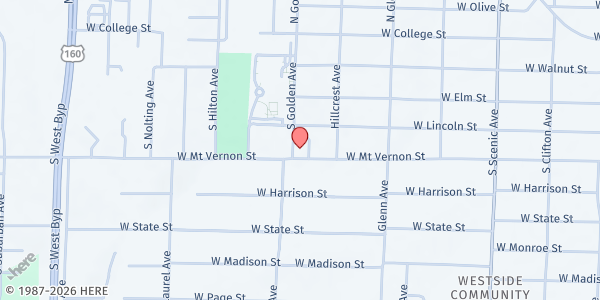 Map showing Golden Avenue Baptist Church at 558 South Golden Avenue, Springfield, MO
