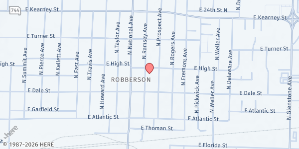 Map showing Hand Extended Outreach Food Pantry at 2157 N. Prospect Ave., Springfield, MO