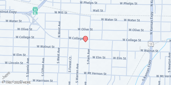 Map showing Hope & Anchor Church at 2216 W. College St., Springfield, MO