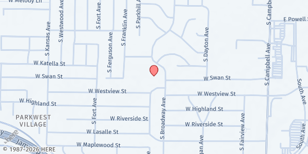 Map showing Horace Mann Elementary at 3745 S Broadway Ave, Springfield, MO