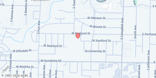 Map showing Jarrett Middle School Pantry at 906 West Portland Street, Springfield, MO