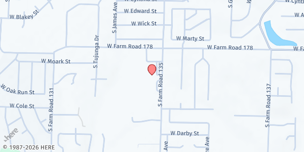 Map showing McBride Elementary at 5005 S Farm Rd 135, Springfield, MO