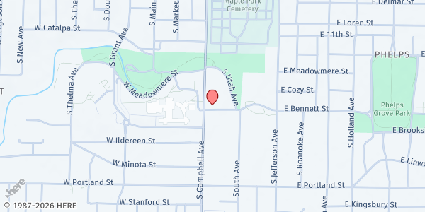 Map showing Parkview Christian Church at 1362 S Campbell Ave, Springfield, MO