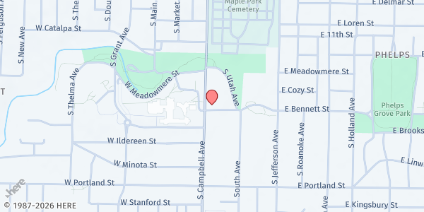 Map showing Parkview Christian Meal Program at 1362 S Campbell Ave, Springfield, MO
