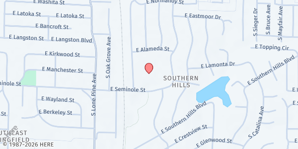 Map showing Pershing Elementary & Middle at 2120 S Ventura Ave, Springfield, MO