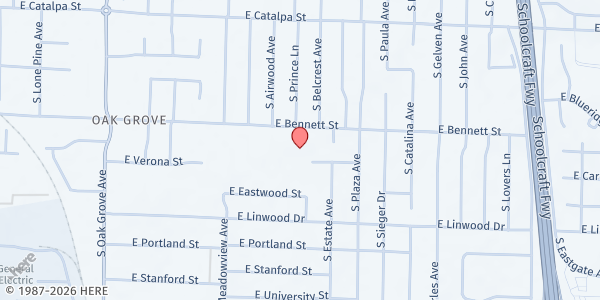 Map showing Pittman Elementary at 2934 East Bennett Street, Springfield, MO
