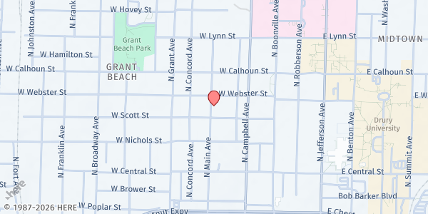 Map showing Saint Joseph Food Pantry at 1114 North Main Avenue, Springfield, MO