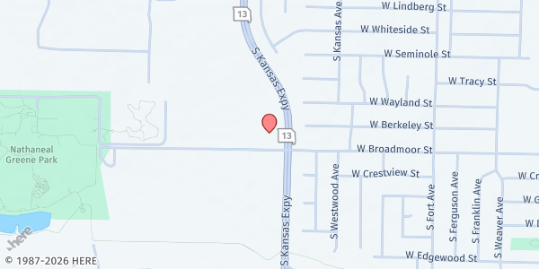 Map showing SPS-Choice Schools at 2335 South Kansas Expressway, Springfield, MO