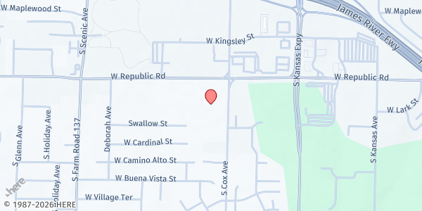 Map showing St. Elizabeth Ann Seton Catholic Church at 2200 W. Republic Rd., Springfield, MO