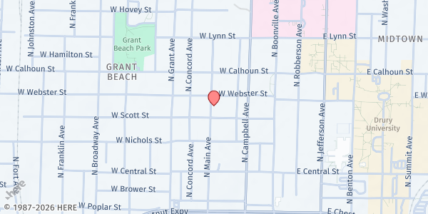 Map showing St. Joseph Catholic - Springfield at 1114 North Main Avenue, Springfield, MO