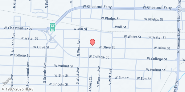 Map showing Study Alternative Food Pantry at 2343 West Olive Street, Springfield, MO