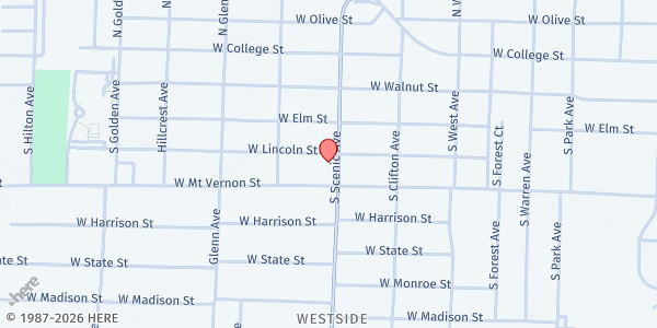 Map showing SW Missouri Indian Center at 543 S Scenic Ave, Springfield, MO