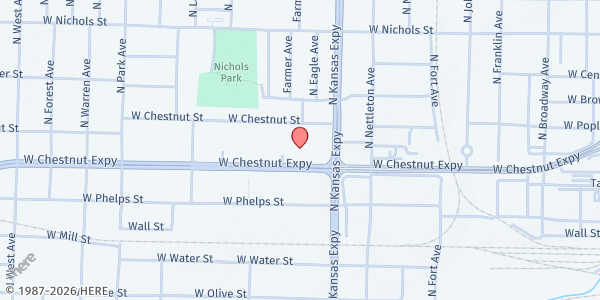 Map showing The Salvation Army Springfield at 1707 W Chestnut Expy, Springfield, MO