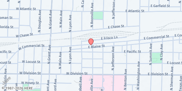Map showing Victory Mission + Ministry at 1715 N Boonville Ave, Springfield, MO
