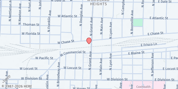 Map showing Victory Mission + Ministry at 700 W Chase St, Springfield, MO