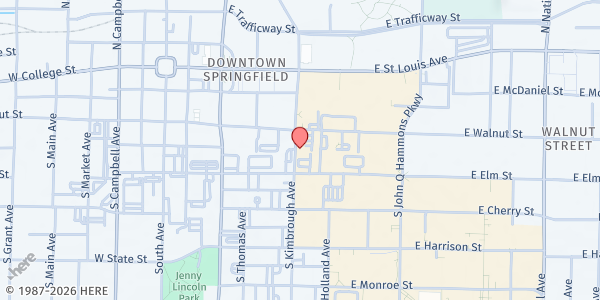 Map showing Well of Life Food Pantry at 418 S Kimbrough Ave, Springfield, MO