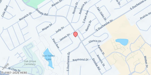 Map showing Grace Gospel Temple at 2407 Droste Rd, St Charles, MO