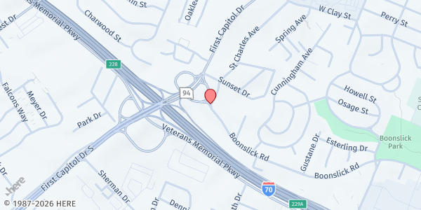 Map showing OASIS Food Pantry at 1814 Boonslick, St Charles, MO