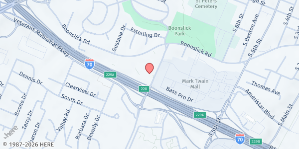 Map showing St Charles Senior Center at 1455 Fairgrounds Dr, St Charles, MO