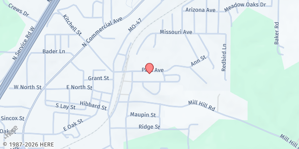 Map showing St Clair Senior Center at 310 Park Ave, St Clair, MO