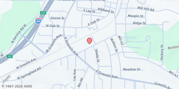 Map showing St. Clare Catholic Church at 165 E. Springfield Rd., St Clair, MO