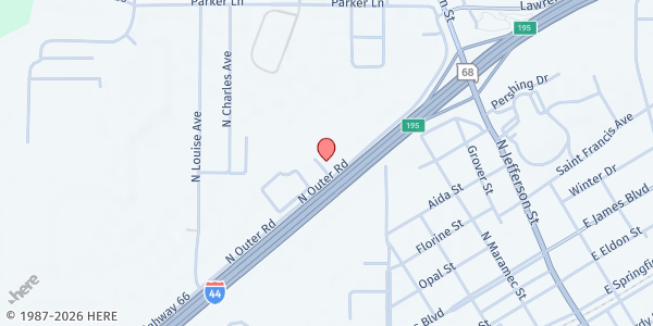 Map showing First Assembly of God Church at 300 N Outer Rd, St James, MO