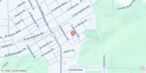 Map showing St James Christian Church at 227 E Scioto St, St James, MO