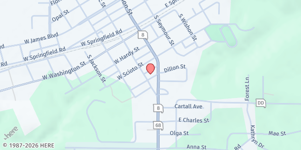 Map showing St James United Methodist Church at 149 W Church St, St James, MO