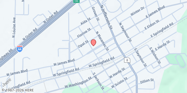 Map showing St John Lutheran Church at 229 W James Blvd, St James, MO