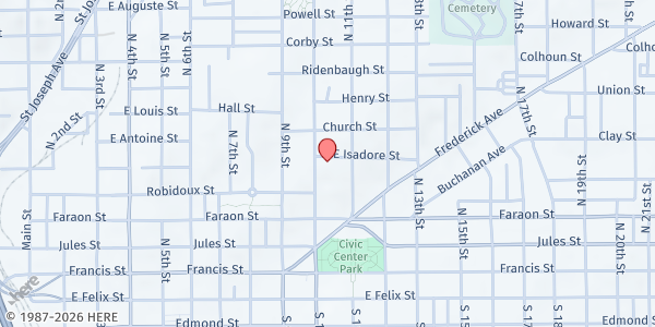 Map showing Cathedral of St. Joseph at 519 North 10th Street, St. Joseph, MO