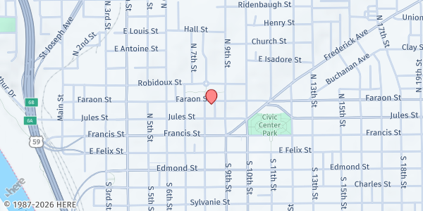 Map showing New Life Cathedral - Food Distribution Center at 323 N 8th St, St Joseph, MO