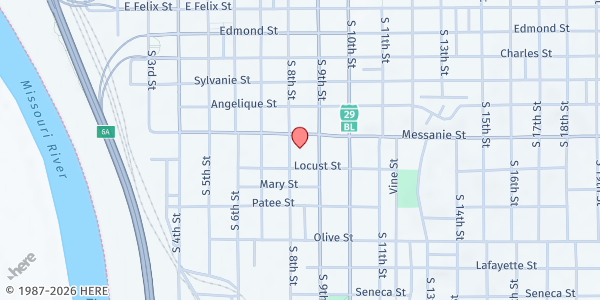 Map showing Open Door Food Kitchen at 615 South 8th Street, St. Joseph, MO