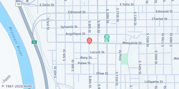 Map showing Open Door Food Kitchen at 615 South 8th Street, St. Joseph, MO