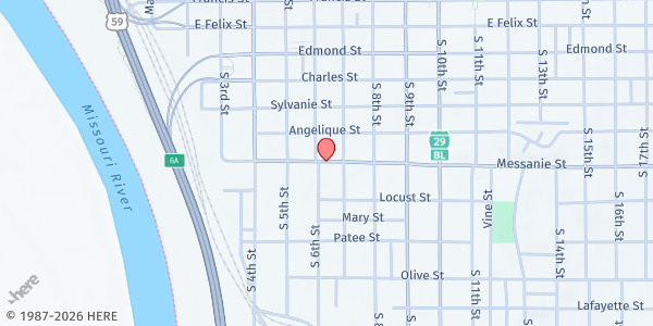 Map showing Salvation Army - St. Joseph at 602 Messanie St., St Joseph, MO