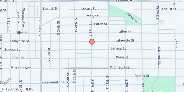 Map showing St. Francis House of Bread at 1011 South 27th Street, St. Joseph, MO