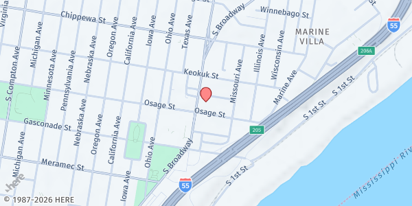 Map showing Affinia Healthcare - South Broadway at 3930 South Broadway, St Louis, MO