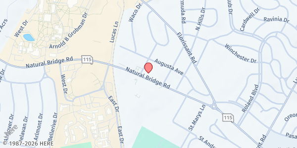 Map showing All Nations Resource Center at 7629 Natural Bridge Rd., St Louis, MO