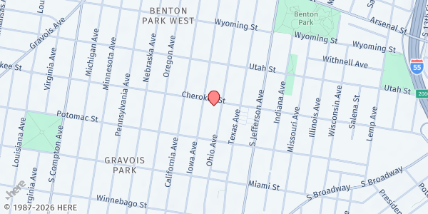 Map showing Arj Community Outreach at 2716 CHEROKEE STREET, St Louis, MO